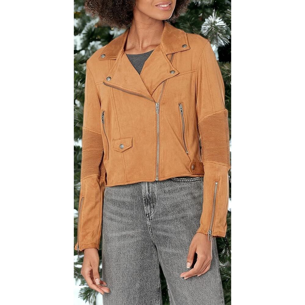 NWT - Blank NYC Women's Faux Suede Moto Jacket in Coco Brown Size: M